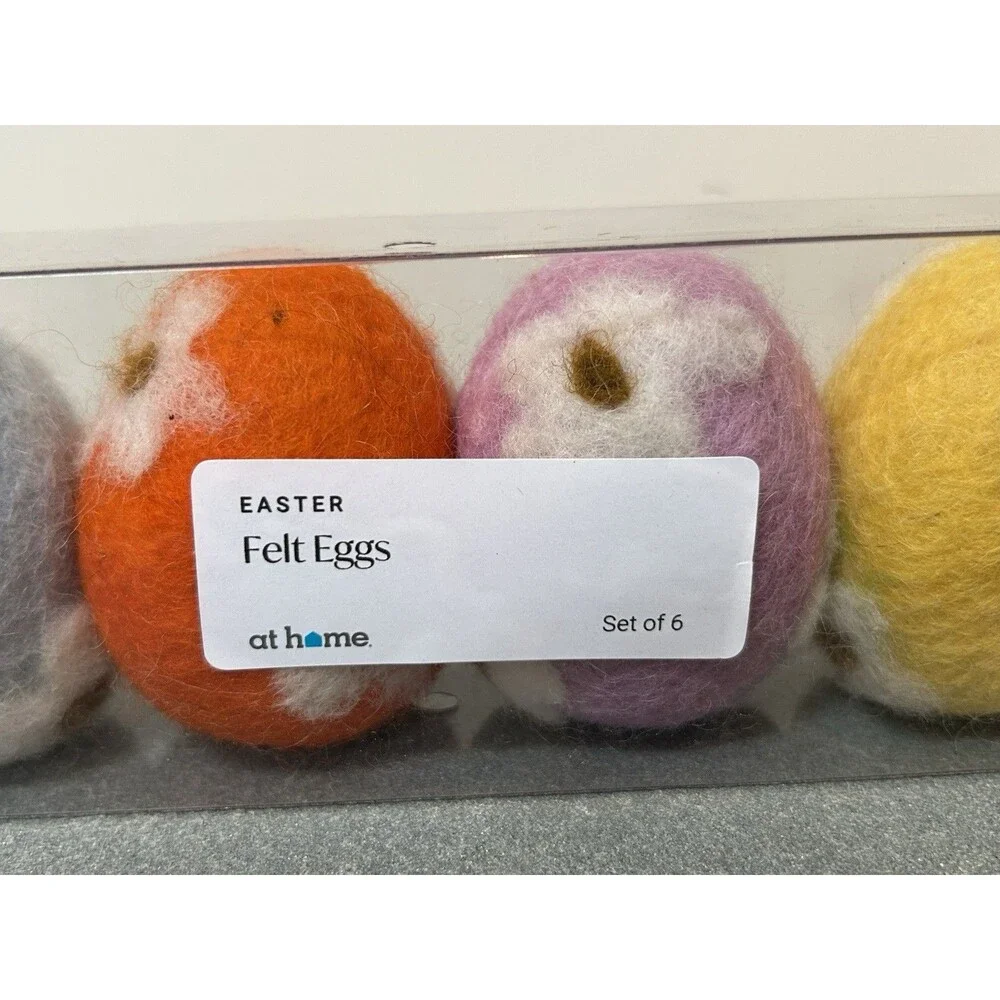 At Home Easter Felt Eggs Figurine Set Of 6 Multicolor Seasonal Decor